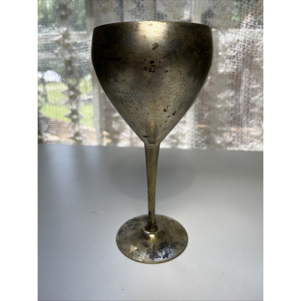 Vintage Leonard‎ E.P.N.S Silverplate Goblet, 7 1/2" Tall & 3 3/4" Widest